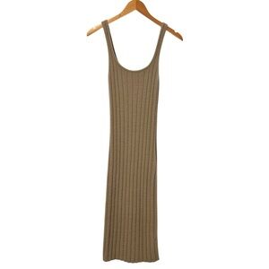 Aritzia Wilfred Free Womens Hush Knit Tank Dress Sz Small Brown Soft Ribbed Midi